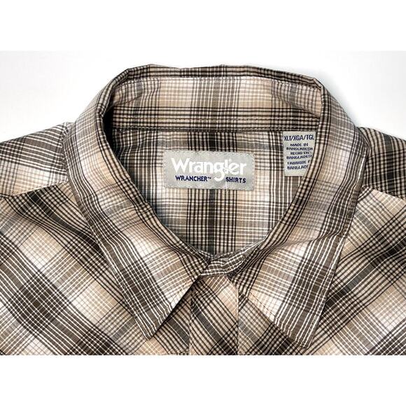 Wrangler Mens XL Wrancher Snap Shirt Plaid Short Sleeve Workwear Western Farm - Picture 4 of 10